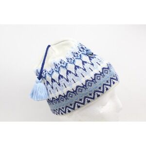 ISIS Vintage Fair Isle Wool Blend Knit Retro Tassel Beanie Fleece Lined Unisex